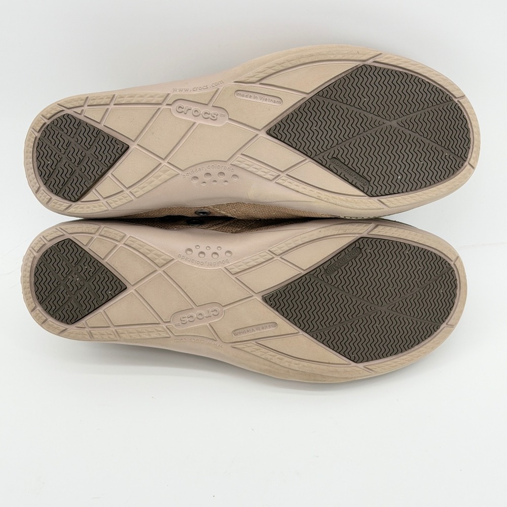 Crocs Santa Cruz Canvas Loafers Mens 8 Khaki Brown Slip On Shoes 201161 - Picture 7 of 10